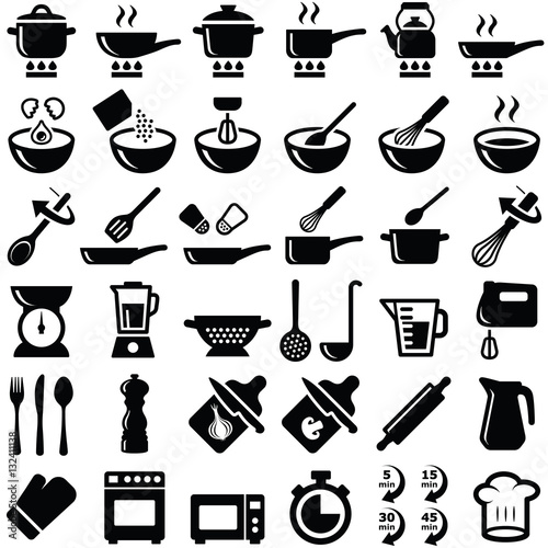 Cooking and kitchen icon collection - vector silhouette © Hein Nouwens