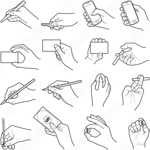 Hand collection - vector line illustration 