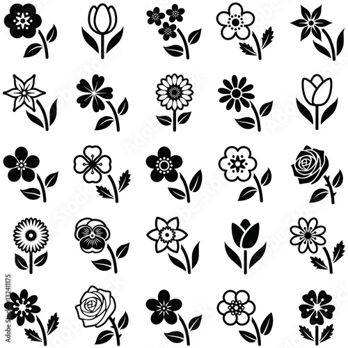 Flower icon collection - vector illustration 