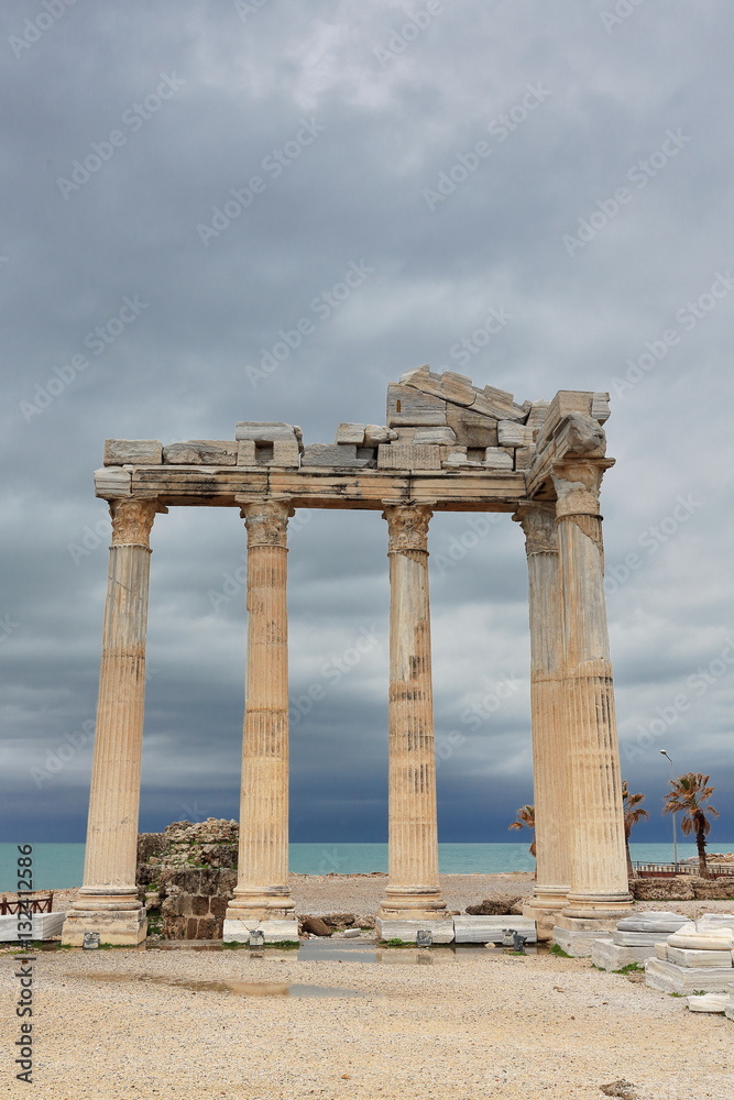 Re-erected five columns. Temple of Apollo in Side-Pamphylian coast-Turkey. 0042