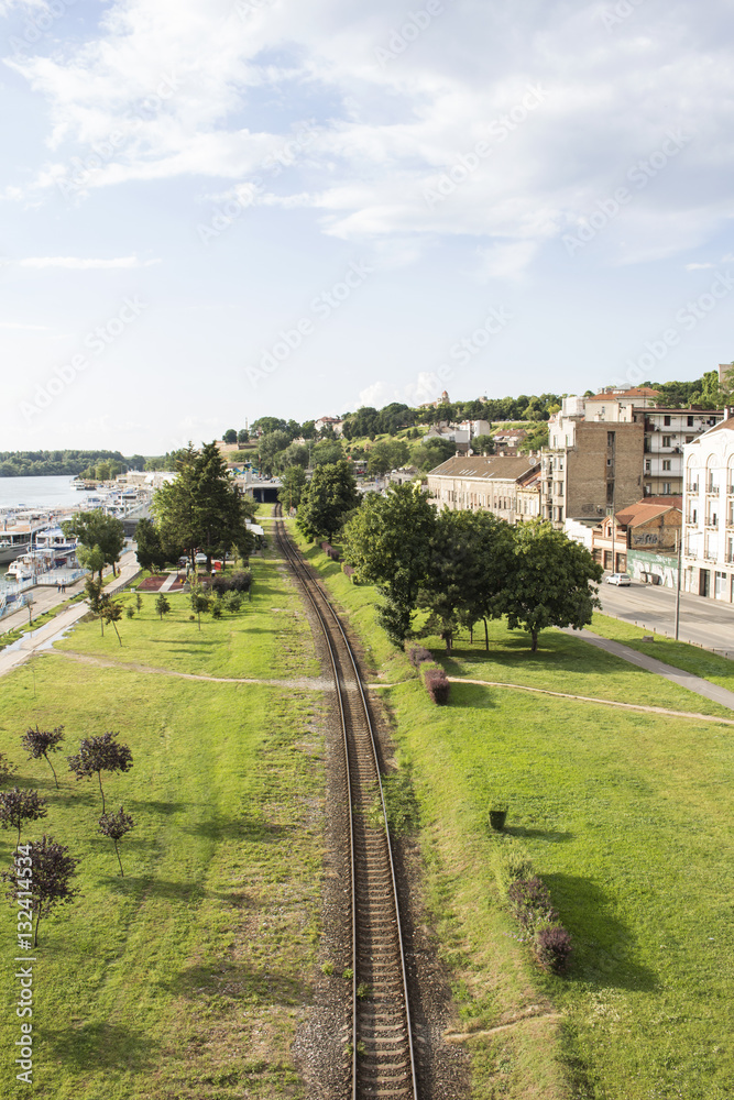 View At The Railroad, River And Sky From The Bridge In Belgrade
