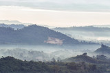 mountain with fog landscape on morning at phu pha duk, Nong Khai