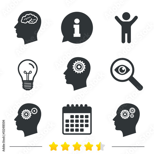 Head with brain icon. Male human symbols.