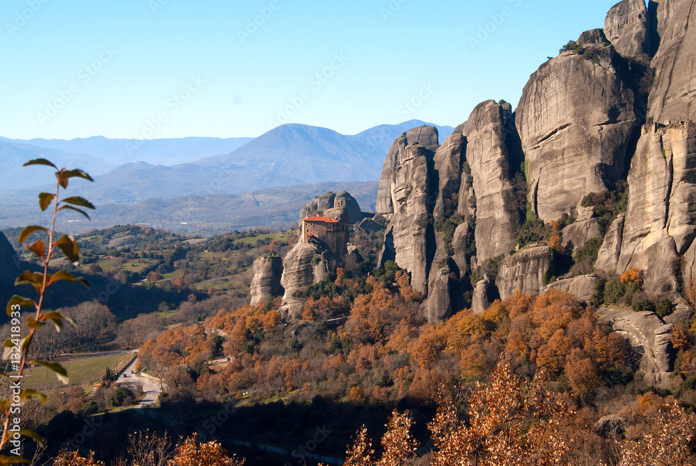Fototapeta premium Hanging monastery at Meteora of Kalampaka in Greece. The Meteora