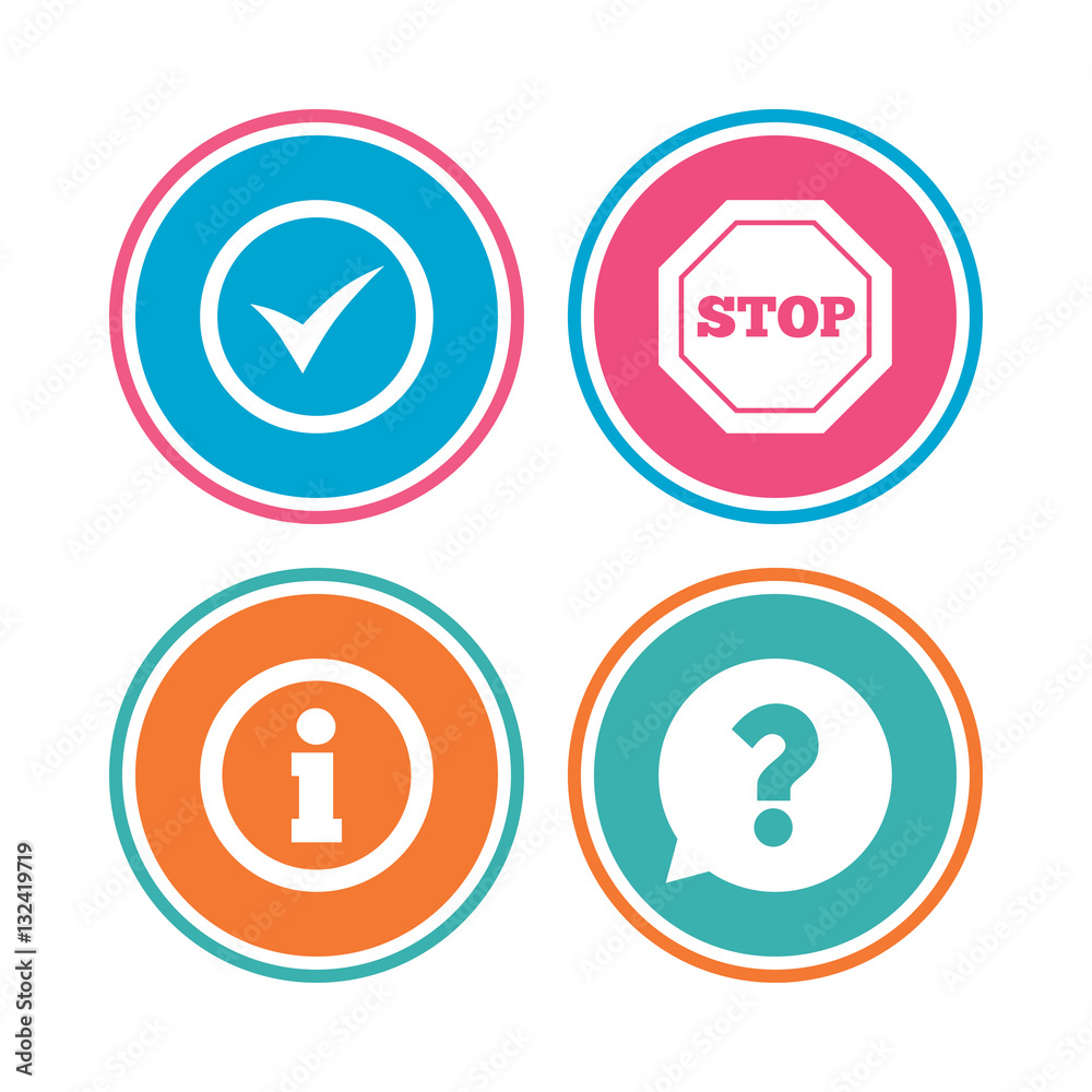 Information icons. Stop prohibition symbol. Information icons. Stop prohibition symbol.