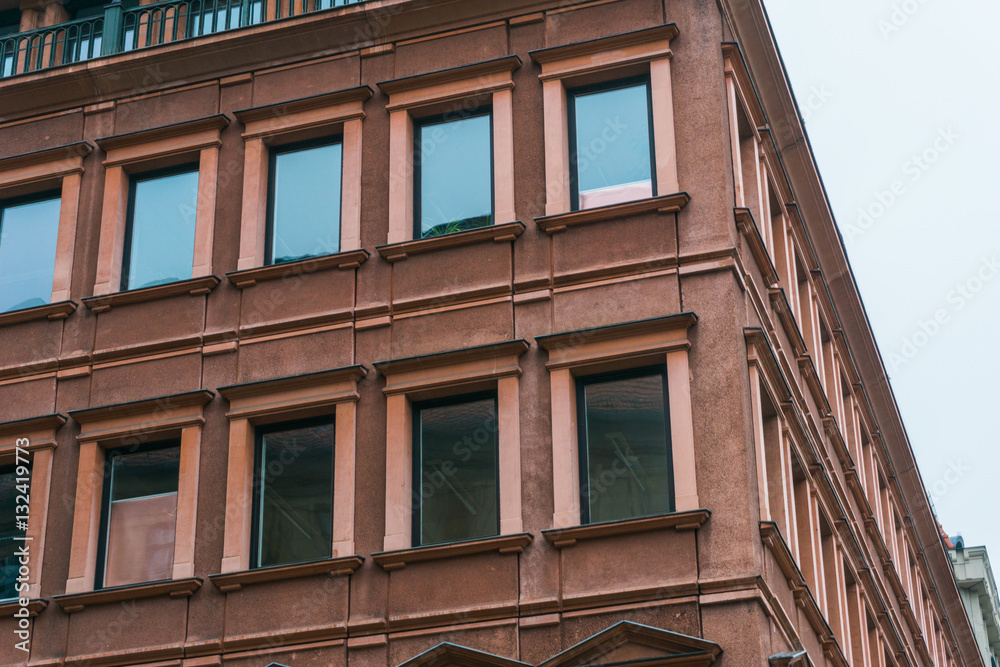 red and historical facade in detailed view red and historical facade in detailed view