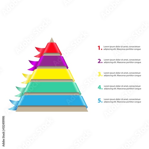 Hierarchy of Needs Pyramid. Cone with stylish ribbons. Vector Infographic