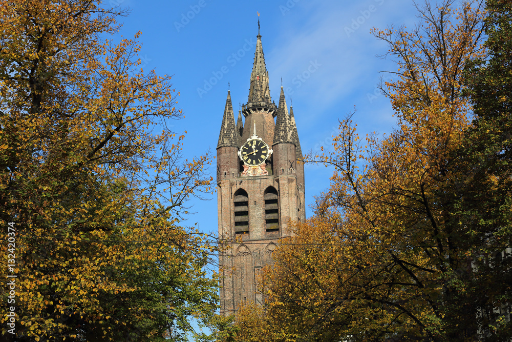Tower of the Old Church of Delft, Holland