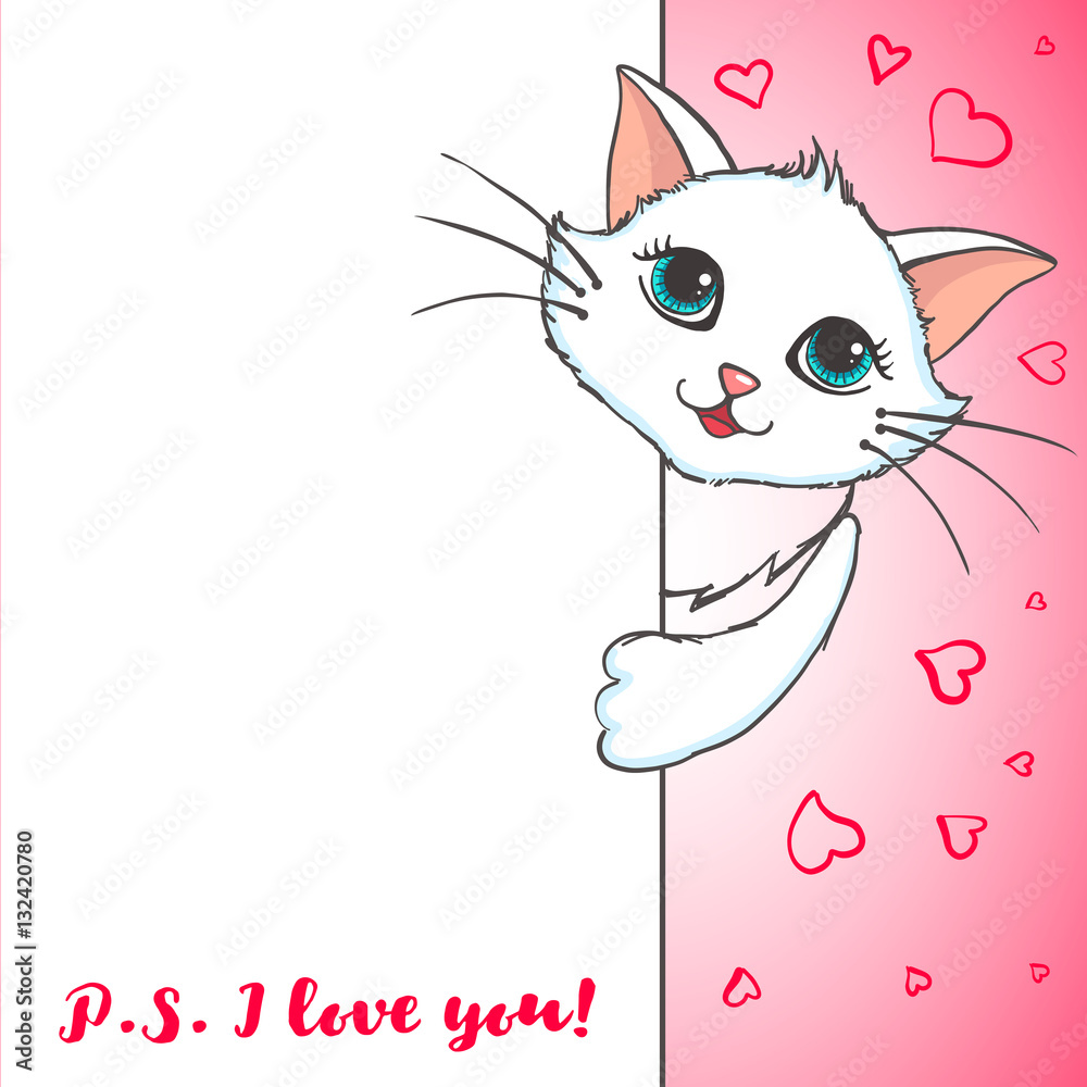 Cute cat holding banner. Cute cat holding banner.