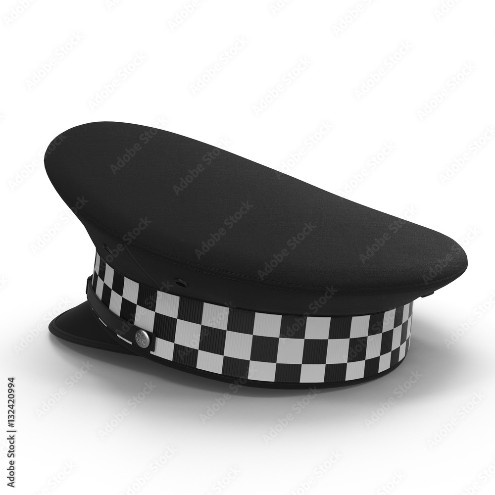 British police flat cap isolated on white. 3D illustration Stock