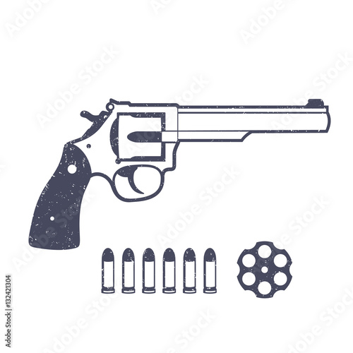 Revolver, handgun isolated over white, vector illustration