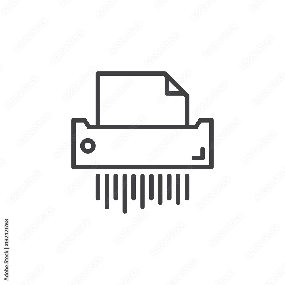 Paper shredder line icon, outline vector sign, linear pictogram isolated on white. Symbol, logo illustration Paper shredder line icon, outline vector sign, linear pictogram isolated on white. Symbol, logo illustration
