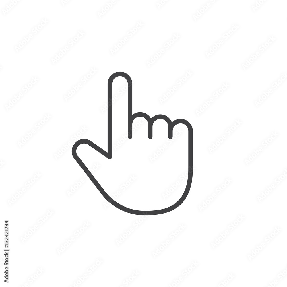 Hand pointer line icon, outline vector sign, linear pictogram isolated on white. Symbol, logo illustration Hand pointer line icon, outline vector sign, linear pictogram isolated on white. Symbol, logo illustration