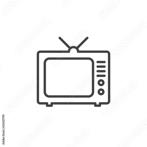 TV, television line icon, outline vector sign, linear pictogram isolated on white. Symbol, logo illustration
