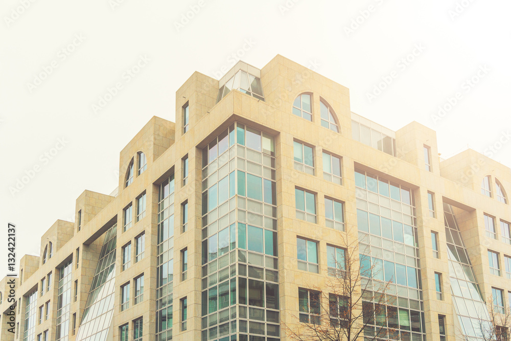 modern office building in warm colors