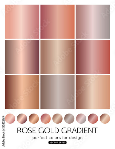 Set of rose gold gradients for fashion background, wallpaper