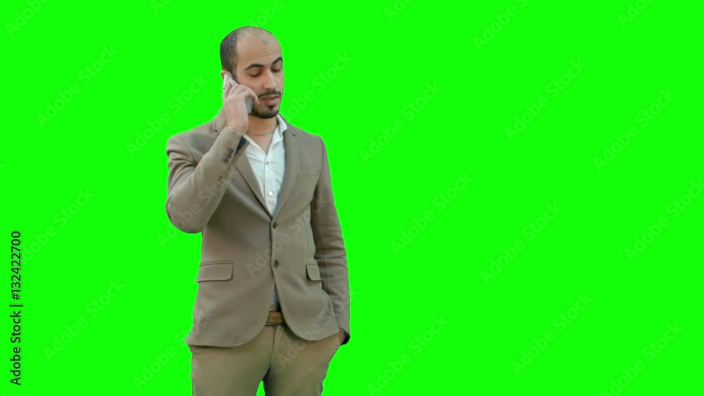 Arab business man talking on the mobile phone on a Green Screen, Chroma Key. Arab business man talking on the mobile phone on a Green Screen, Chroma Key.