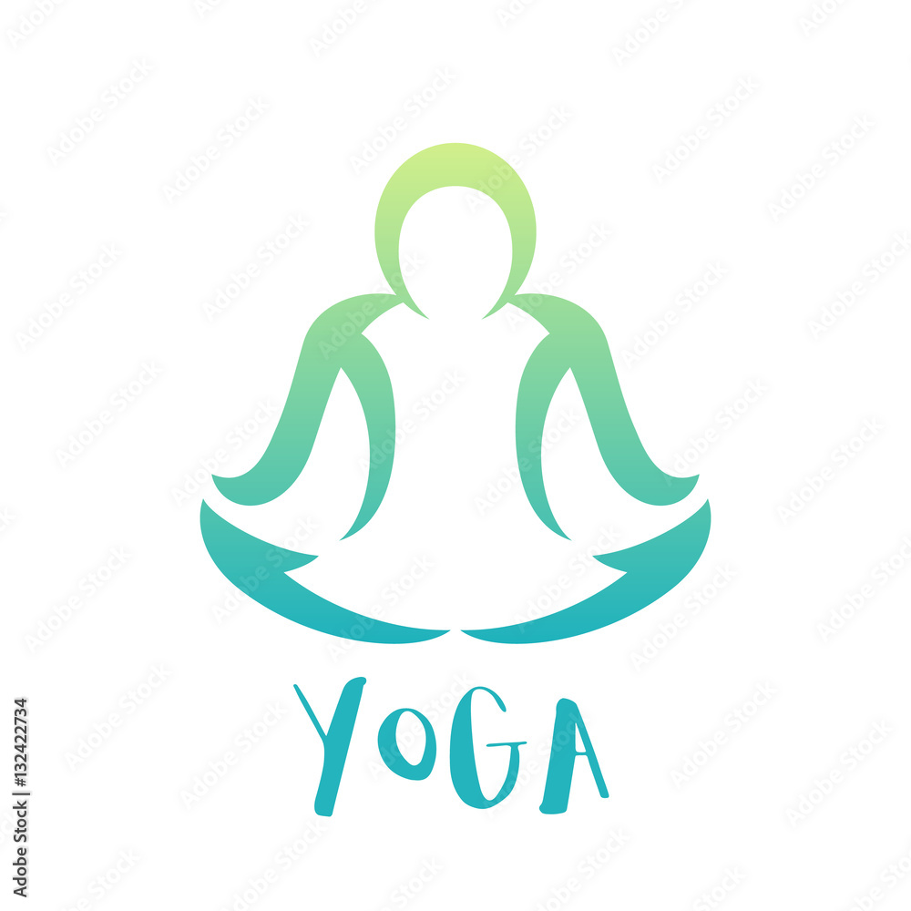 yoga class logo element over white, man in lotus position yoga class logo element over white, man in lotus position