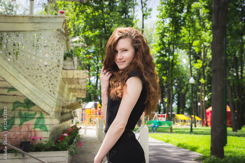 Girl in the park. Green Park. Summer. Pretty smile.