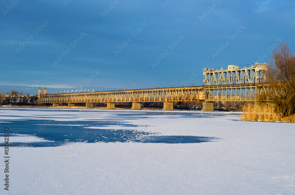 View on a frozen river Dnieper