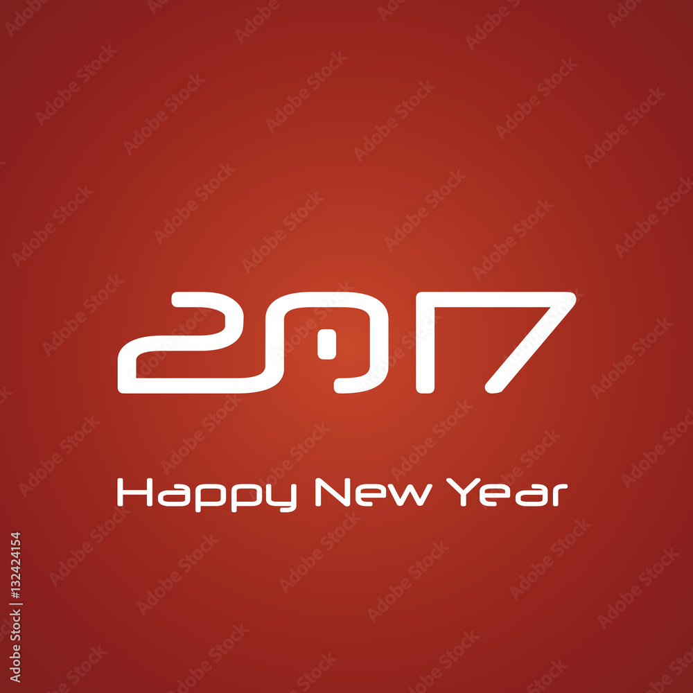 New Year 2017 cyberspace white red vector