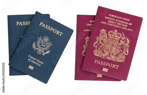 Isolated US and UK passports
