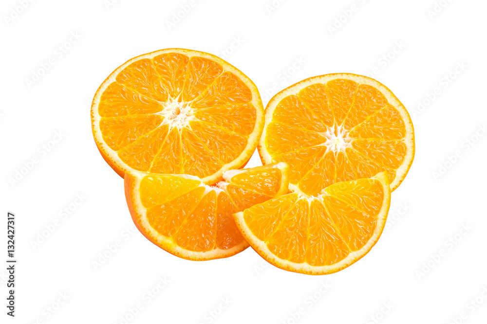 Fresh orange sliced isolated on white background. (with clipping path)