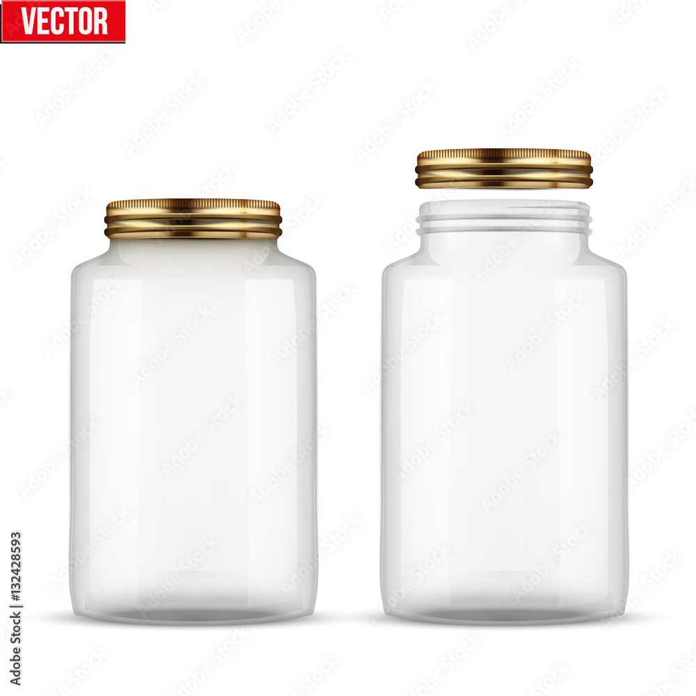 Set of Glass Jars for canning and preserving. Square shape with right angles. With closed and open cover. Vector Illustration isolated on transparent background. Set of Glass Jars for canning and preserving. Square shape with right angles. With closed and open cover. Vector Illustration isolated on transparent background.