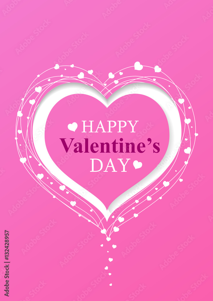 Valentine's day abstract background with cut paper heart.