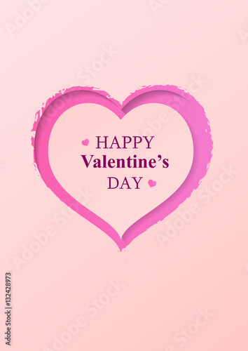 Valentine's day abstract background with cut paper heart.