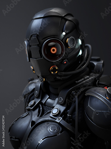 3d rendering of a cyborg girl