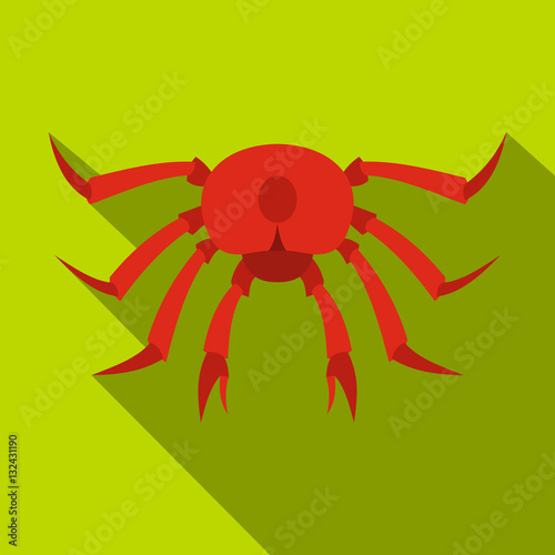 Red crab icon, flat style