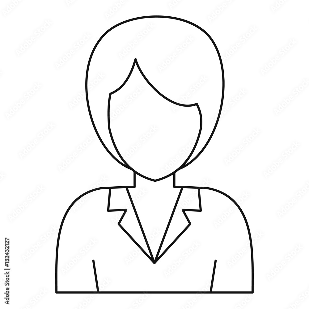 Businesswoman avatar icon, outline style