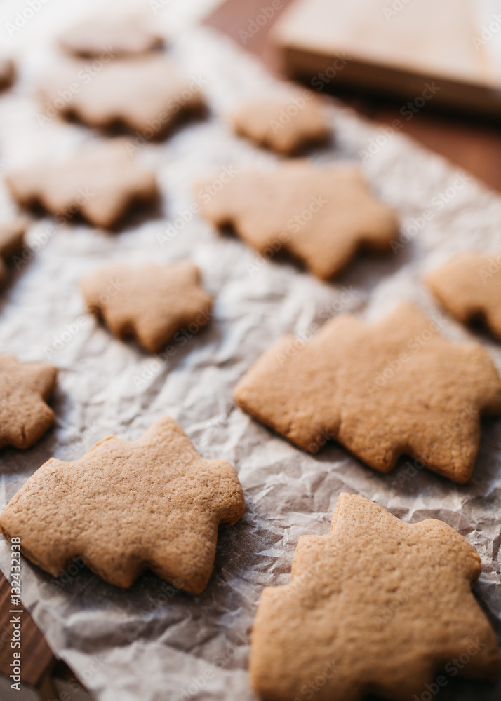 Baking christmas cookies.