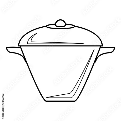 Iron saucepan icon, outline style