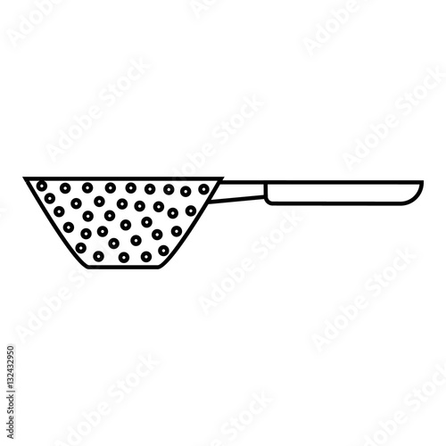 Colander with handle icon, outline style