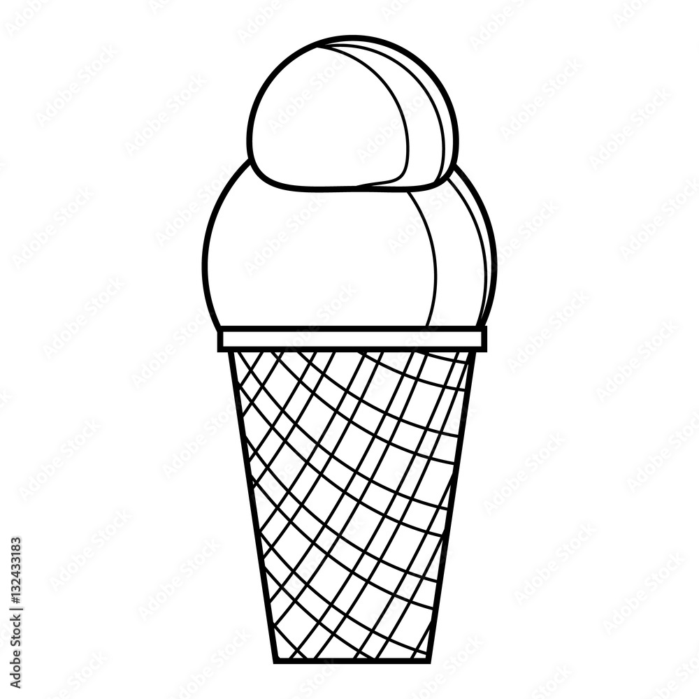 Vanilla ice cream icon, outline style Vanilla ice cream icon, outline style
