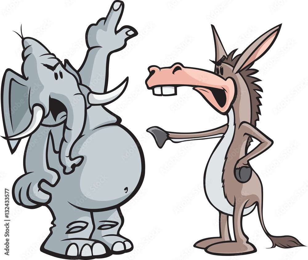 Donkey and Elephant A cartoon donkey and elephant arguing. Stock Vector |  Adobe Stock