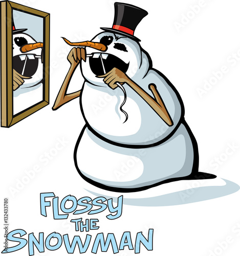 Flossy the Snowman
A cartoon Snowman flossing his teet.