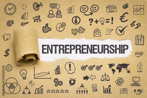 Entrepreneurship Papier mit Symbole photo
