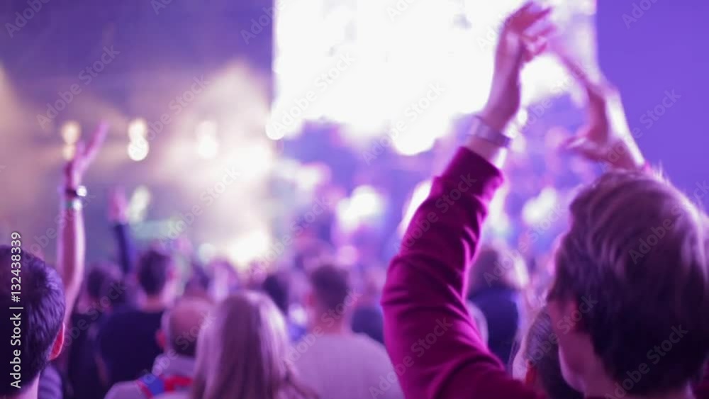 People applaud on live music concert, slow-motion People applaud on live music concert, slow-motion