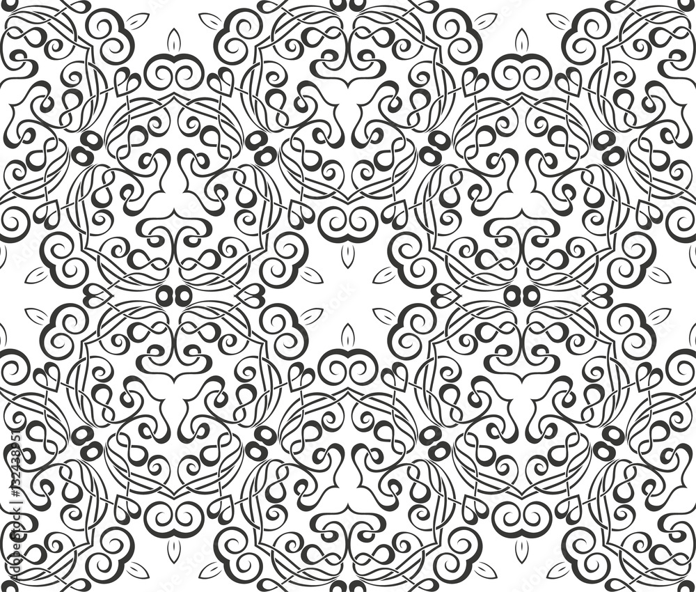 Abstract Oriental floral seamless pattern. Floral background geometric pattern. Ethnic floral pattern tile with flowers. EPS 10