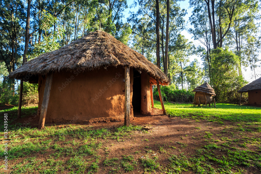 Traditional, tribal village of Kenyan people