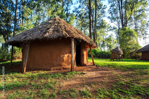 Traditional, tribal village of Kenyan people