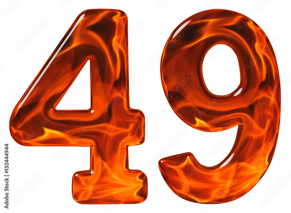 49, forty nine, numeral, imitation glass and a blazing fire, iso