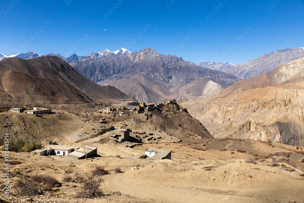 View on the Jharkot village, lower Mustang, Nepal