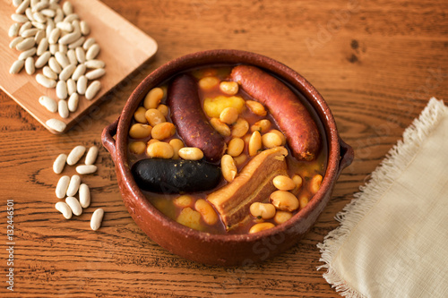 Fabada Asturiana (Asturian bean stew with bacon, sausage and blood sausage)