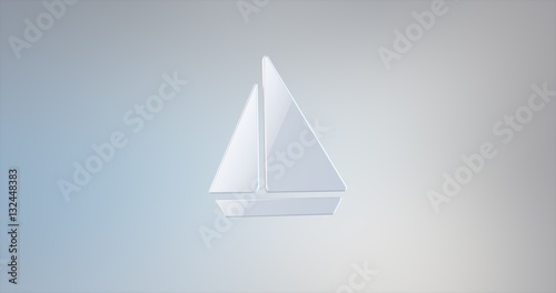 Sea Boat White 3d Icon