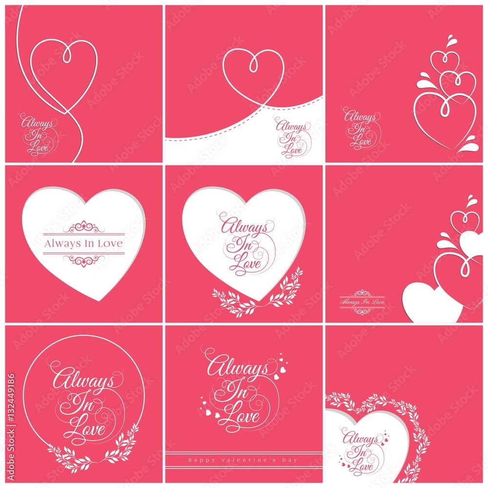 Set of Valentines card, Happy Valentine's day