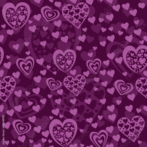 Seamless violet pattern with hearts